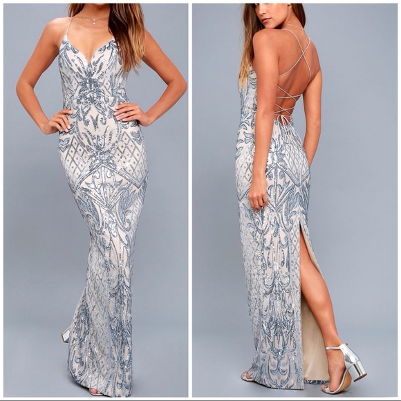 light blue sequin maxi dress